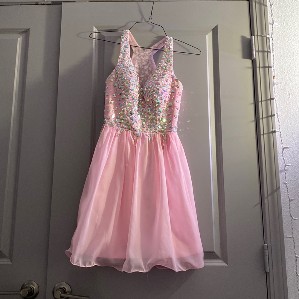 Dylan Queen Light Pink Dress with rhinestones